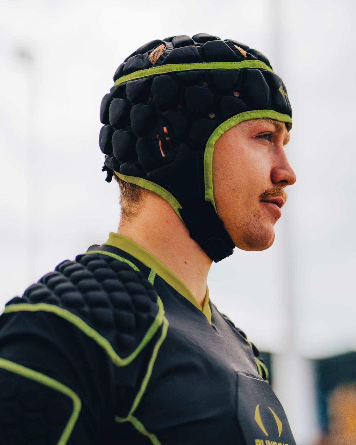 Blindside Sport Knight Head Guard — side profile player fit